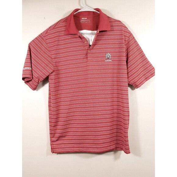 Nike Golf Polo Shirt Men's Small Red Striped  Lansdowne  Raymond James Logos - Picture 1 of 11